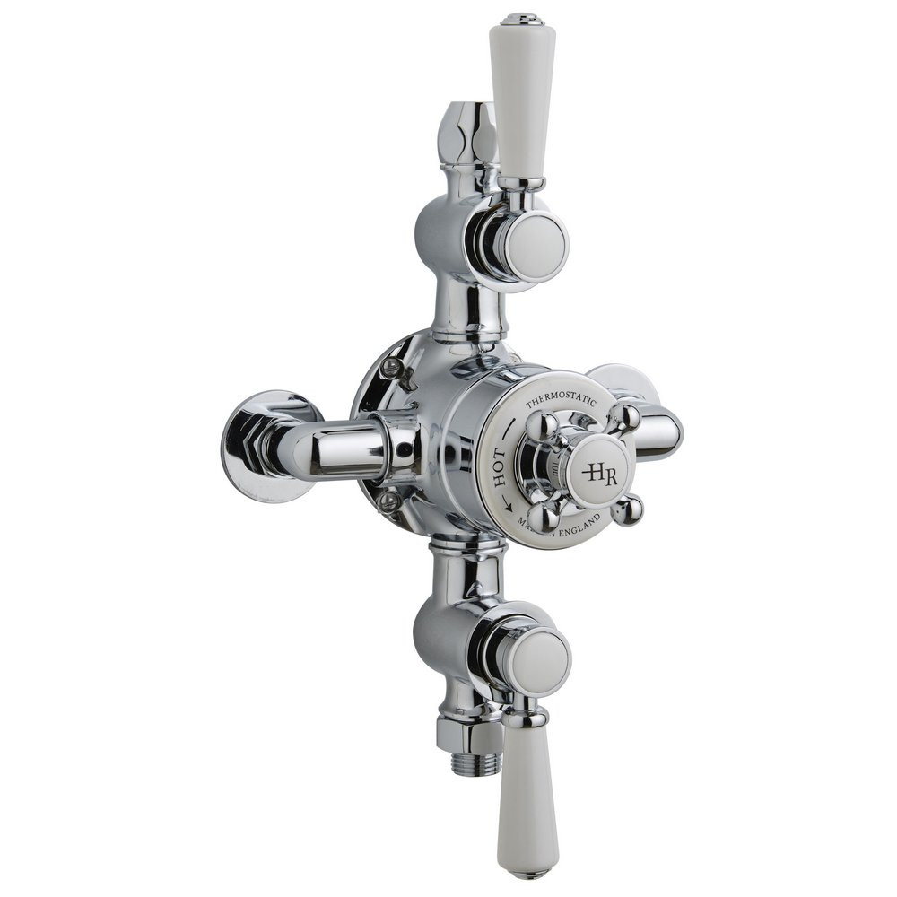 Hudson Reed Topaz Triple Exposed Shower Valve with White Handles