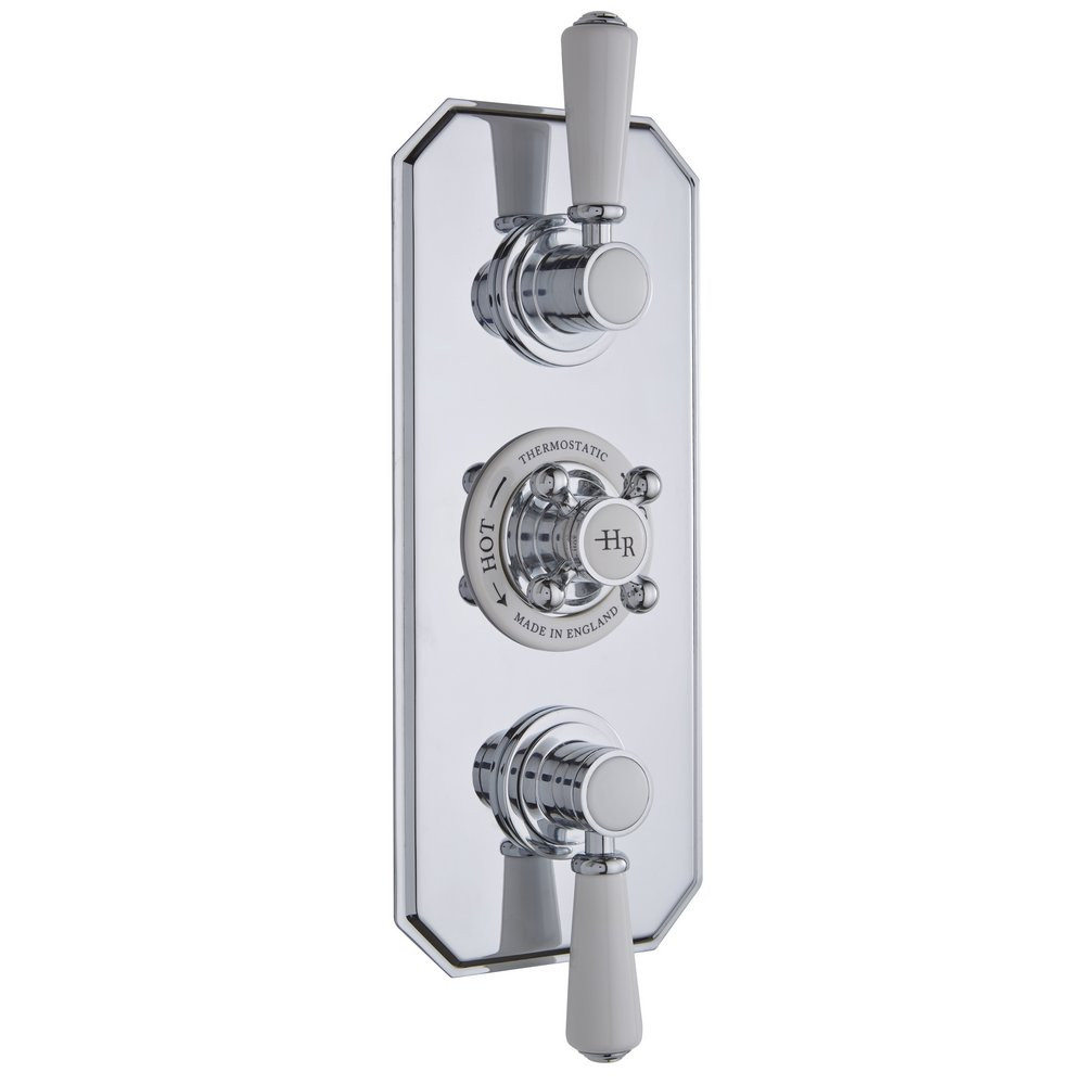 Hudson Reed Topaz Twin Concealed Shower Valve with Diverter and White Handles