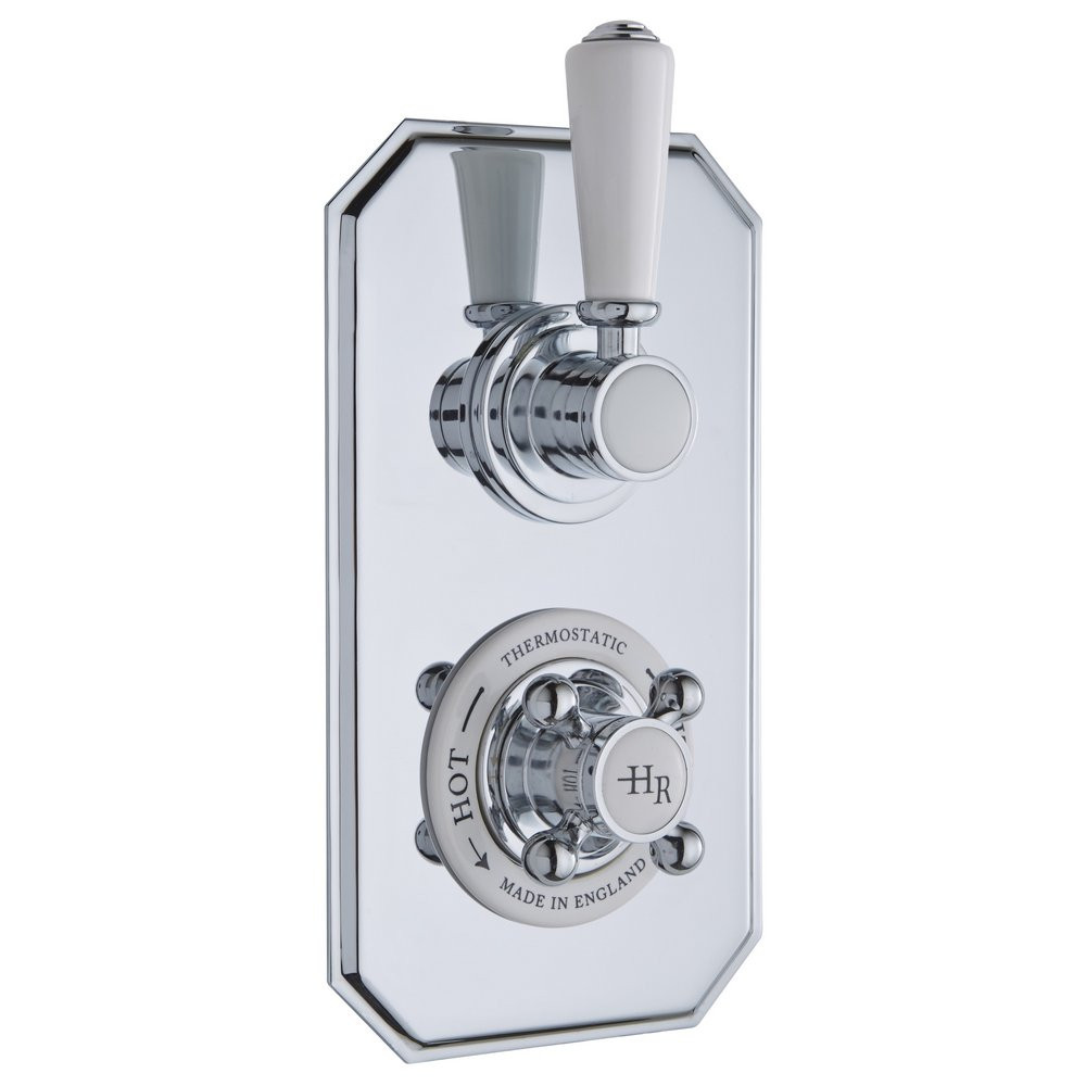 Hudson Reed Topaz Twin Concealed Shower Valve with White Handles