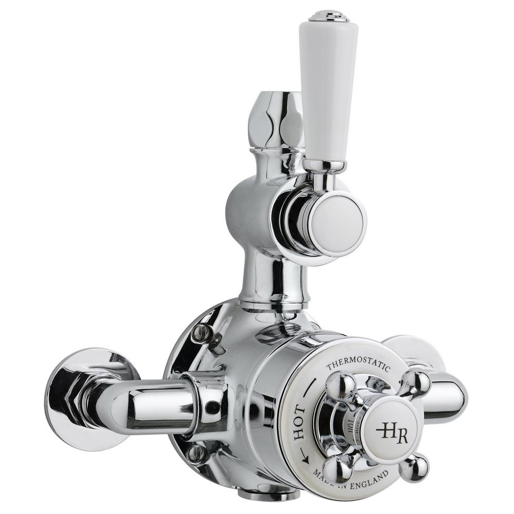 Hudson Reed Topaz Twin Exposed Shower Valve with White Handles