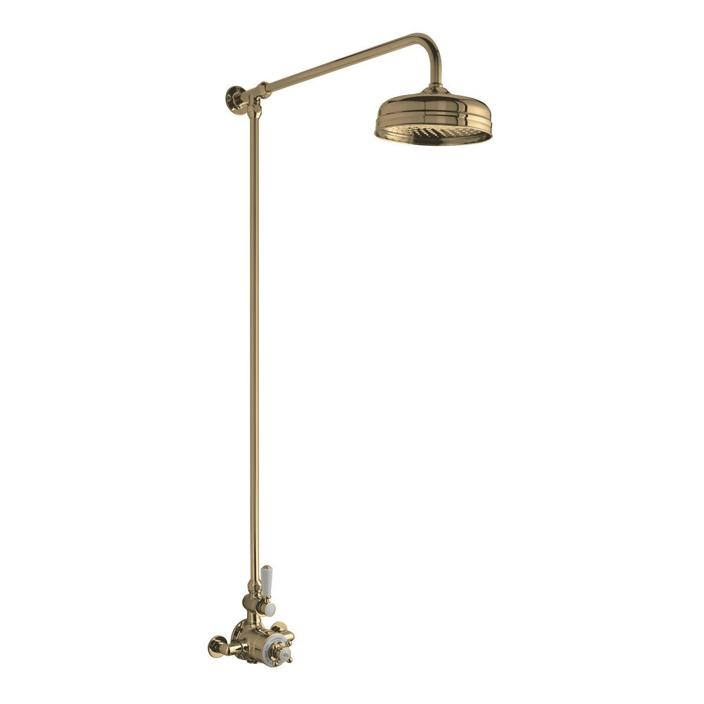 Hudson Reed Traditional Brushed Brass Thermostatic Shower Valve with Rigid Riser