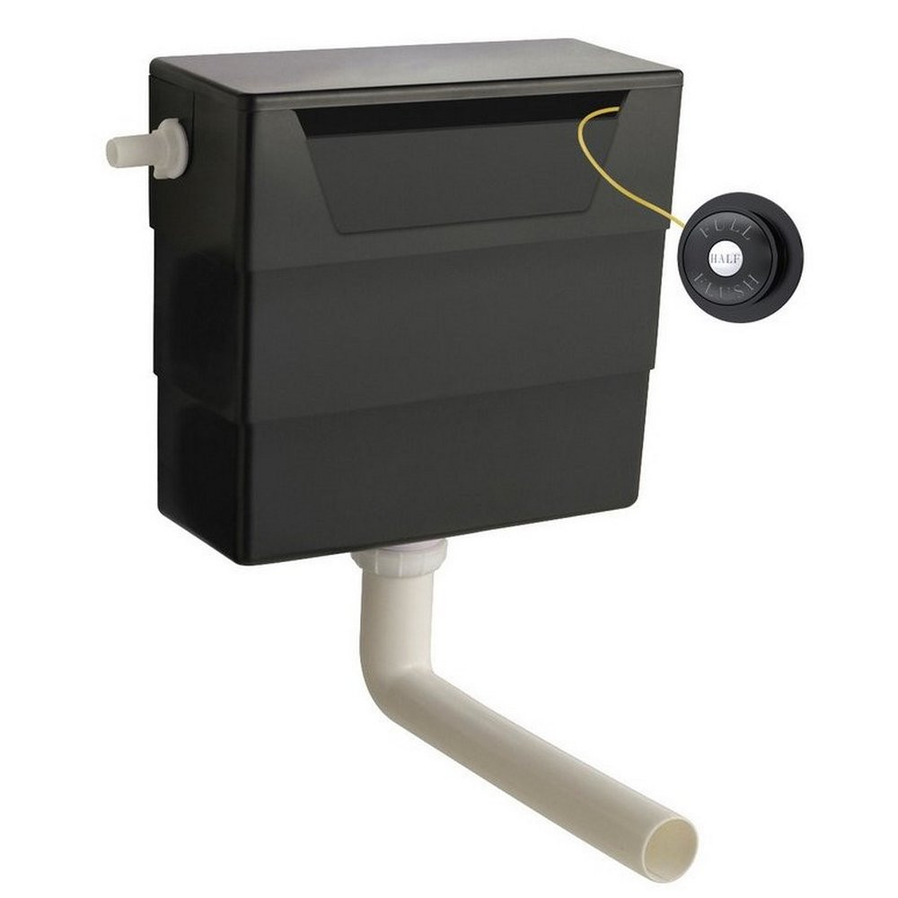 Hudson Reed Universal Dual Flush WC Cistern Black Finish and Black Button