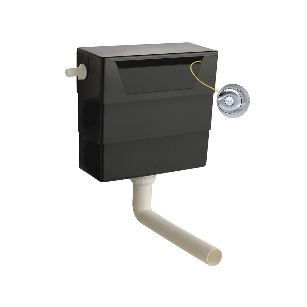 Hudson Reed Universal Dual Flush WC Cistern Black Finish and Chrome Button