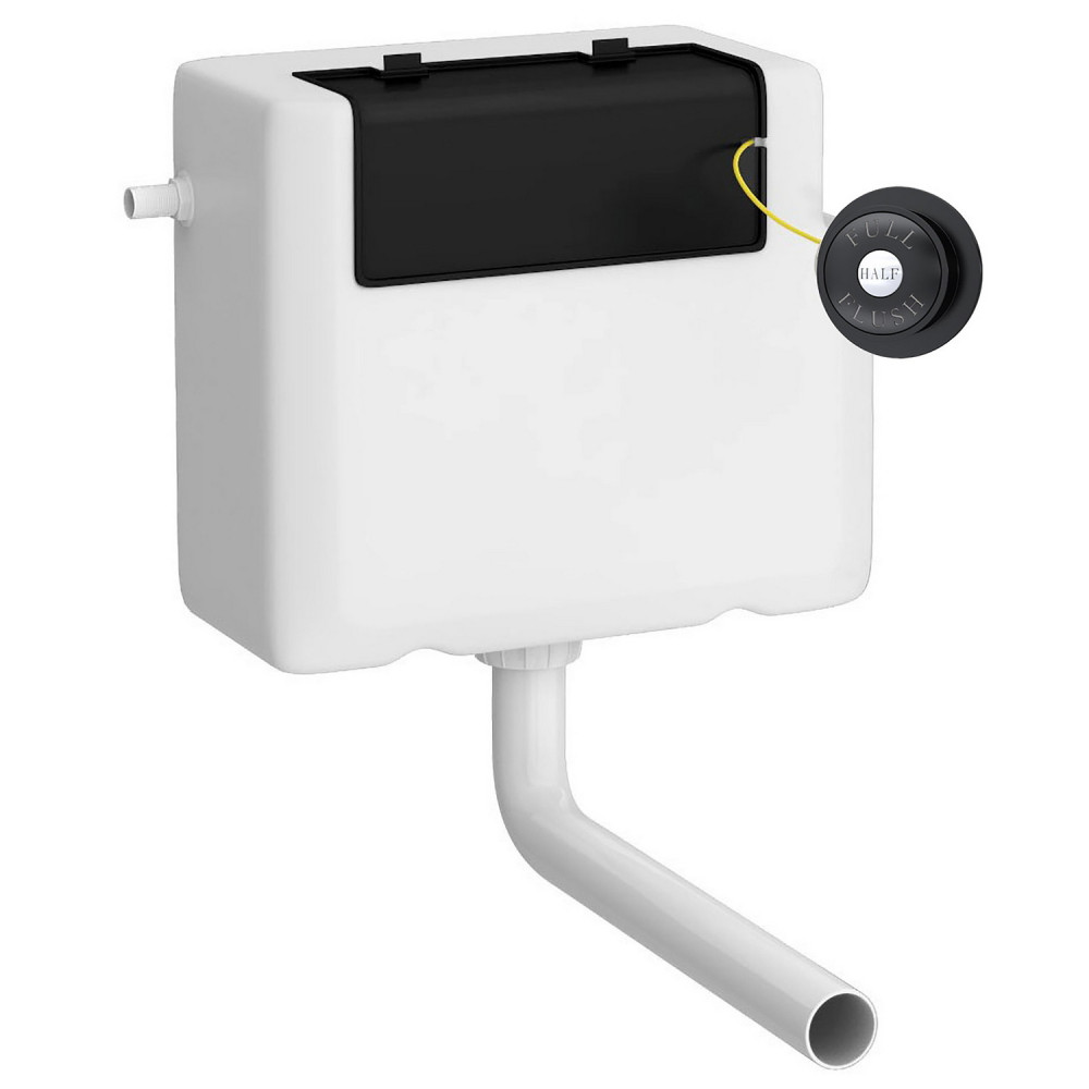 Hudson Reed Universal Dual Flush WC Cistern White Finish and Black Button