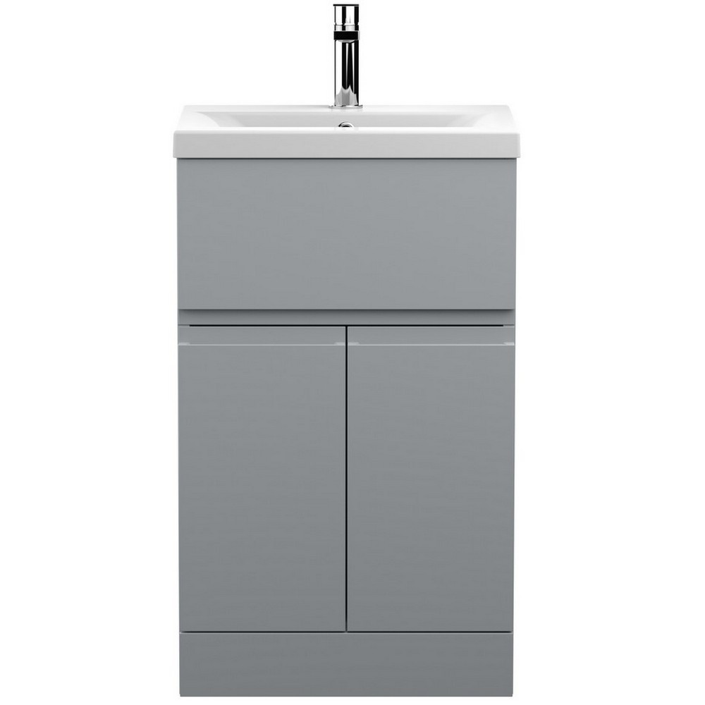 Hudson Reed Urban Floor Standing 500mm 2 Door 1 Drawer Vanity Unit Grey