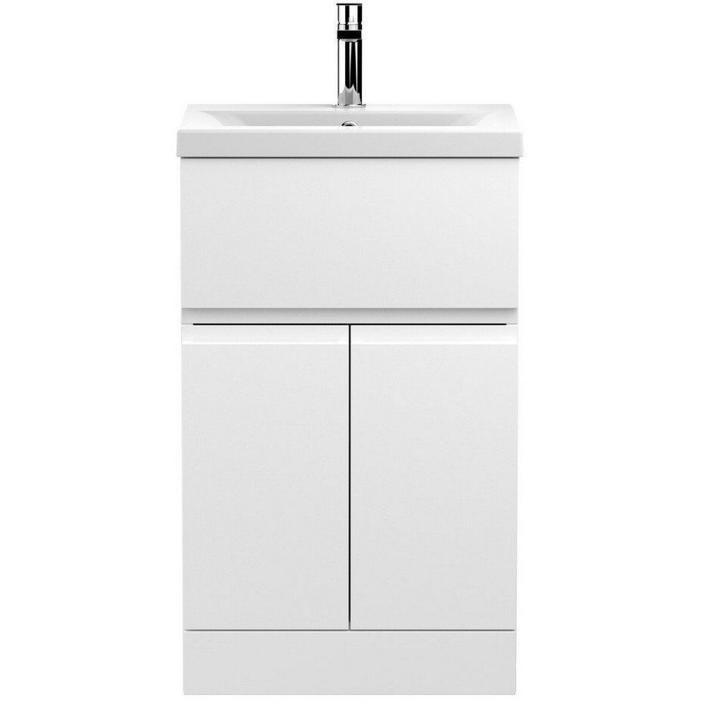 Hudson Reed Urban Floor Standing 500mm 2 Door 1 Drawer Vanity Unit White