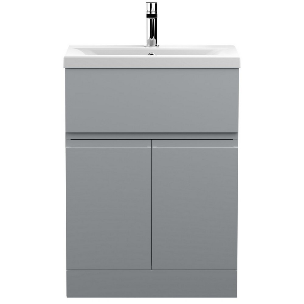 Hudson Reed Urban Floor Standing 600mm 2 Door 1 Drawer Vanity Unit Grey