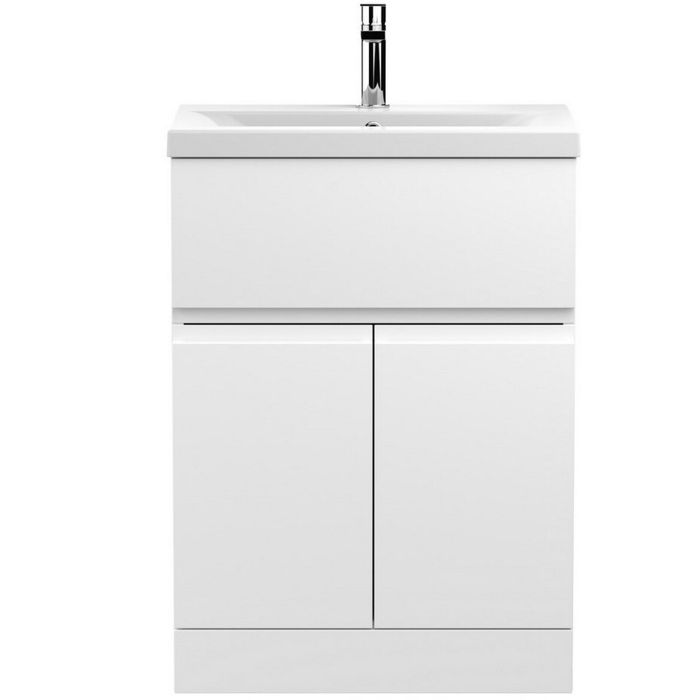 Hudson Reed Urban Floor Standing 600mm 2 Door 1 Drawer Vanity Unit White