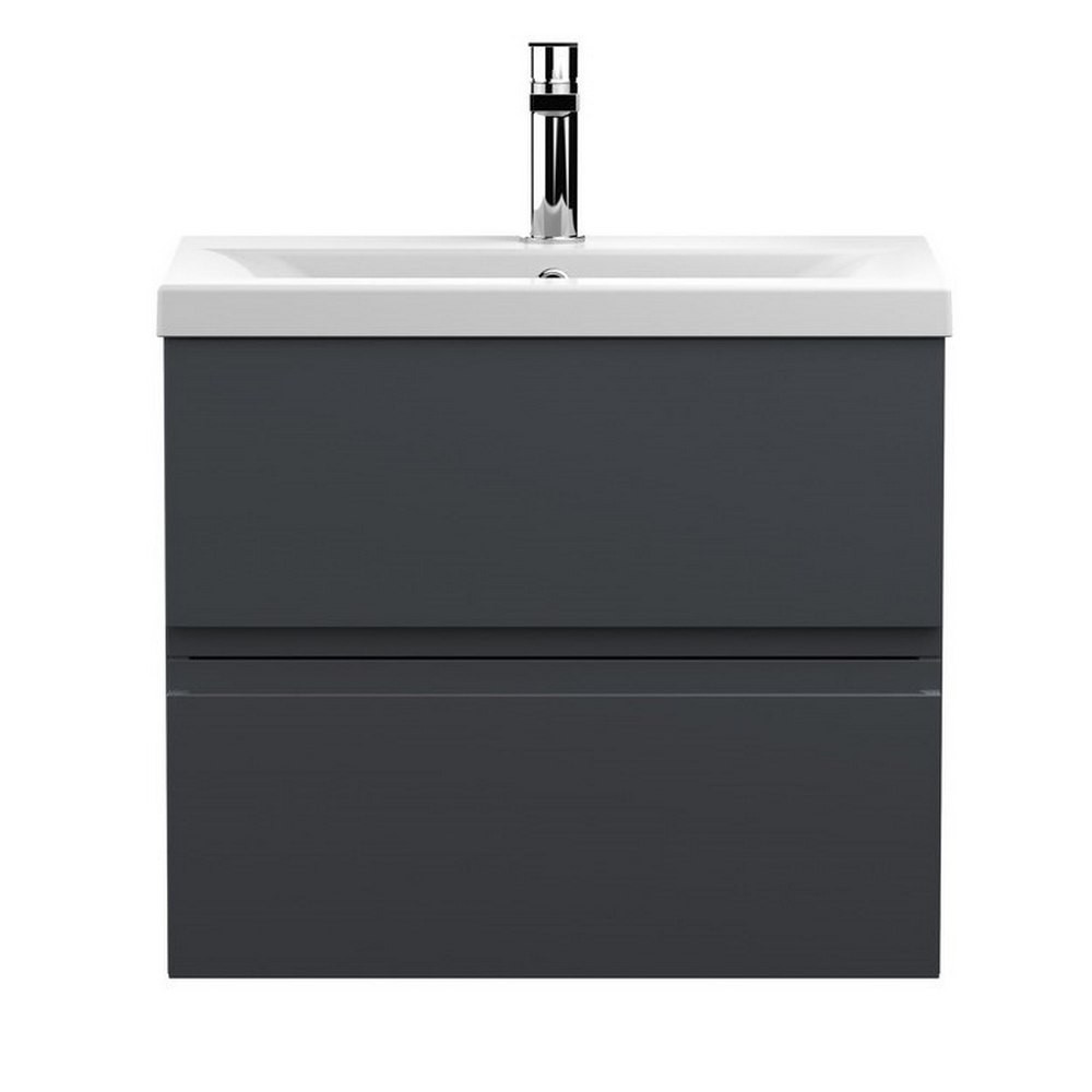 Hudson Reed Urban Wall Hung 600mm 2 Drawer Vanity Unit Satin Anthracite