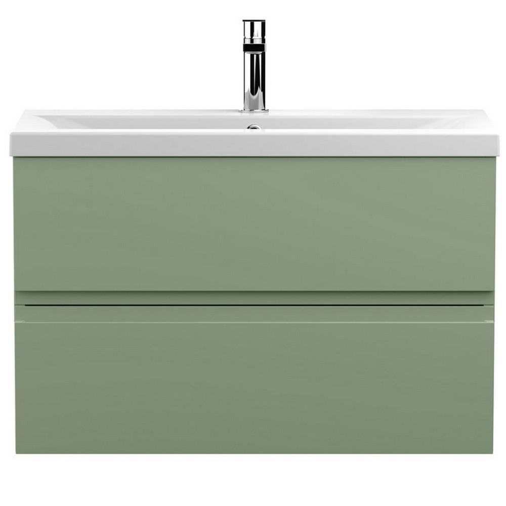 Hudson Reed Urban Wall Hung 800mm 2 Drawer Vanity Unit Green