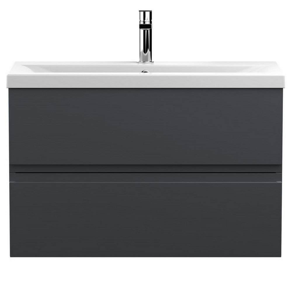 Hudson Reed Urban Wall Hung 800mm 2 Drawer Vanity Unit Satin Anthracite