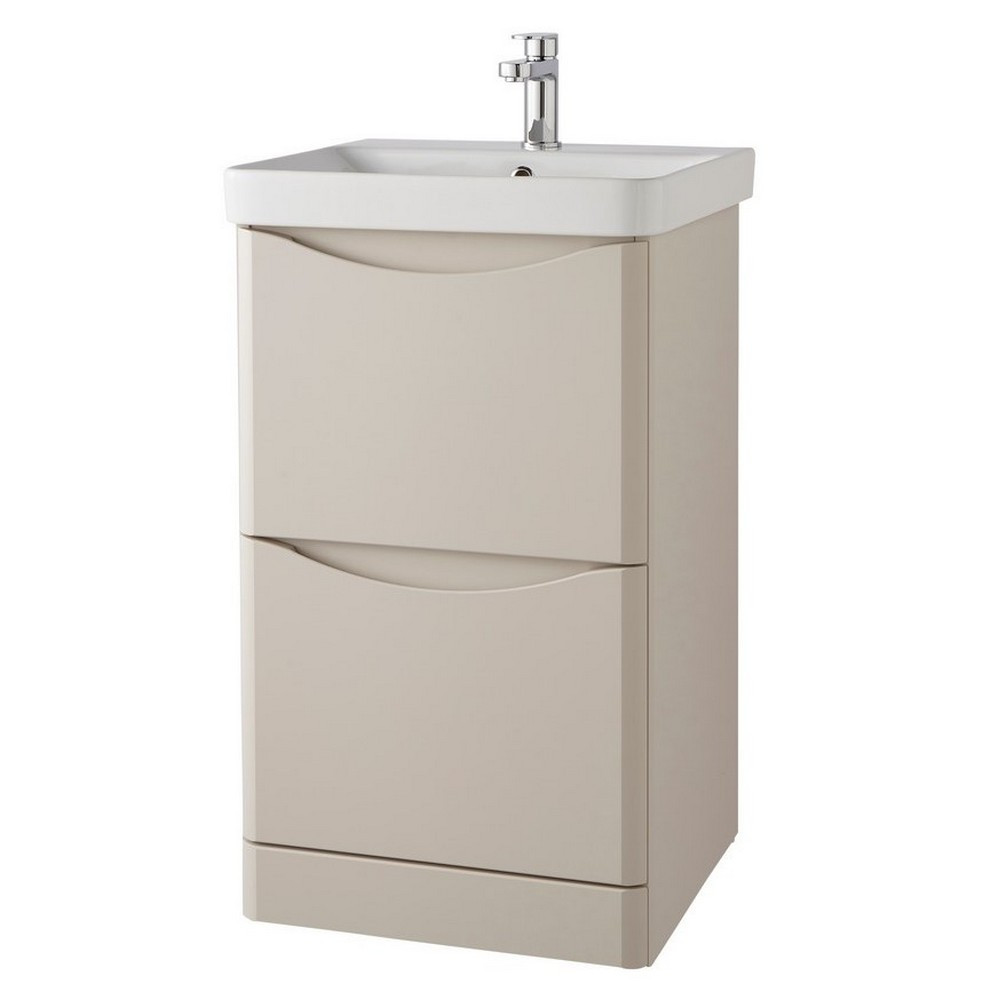 Kartell Arc 500mm Floor Standing Two Drawer Unit and Ceramic Basin Cashmere (1)