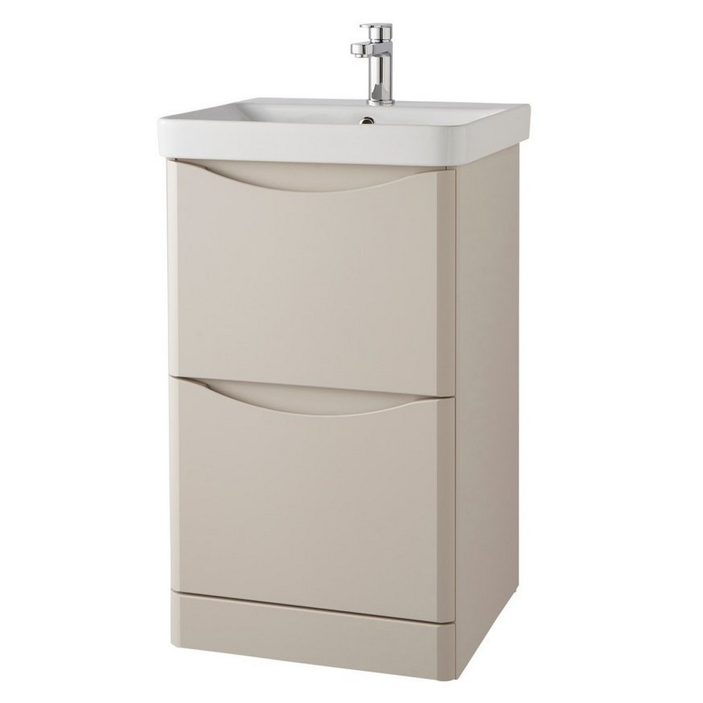 Kartell Arc 500mm Floor Standing Two Drawer Unit and Ceramic Basin Cashmere