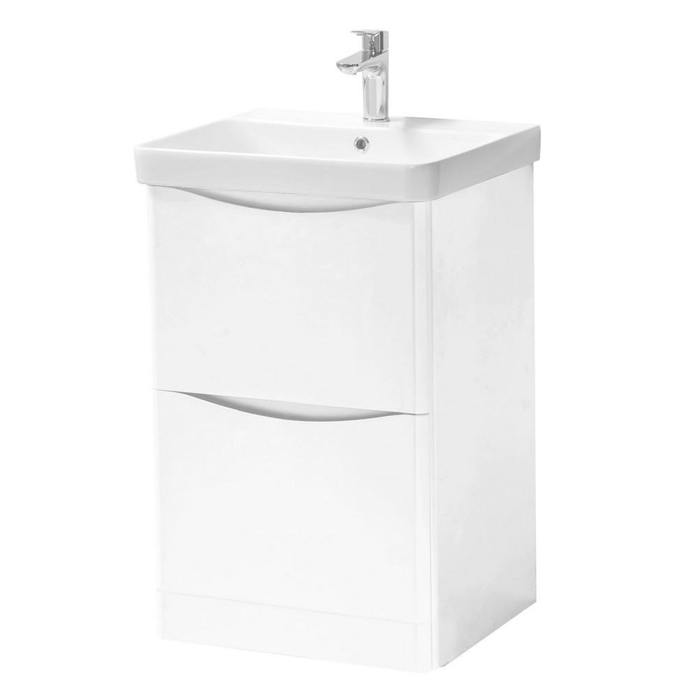 Kartell Arc 500mm Floor Standing Two Drawer Unit and Ceramic Basin Gloss White (1)