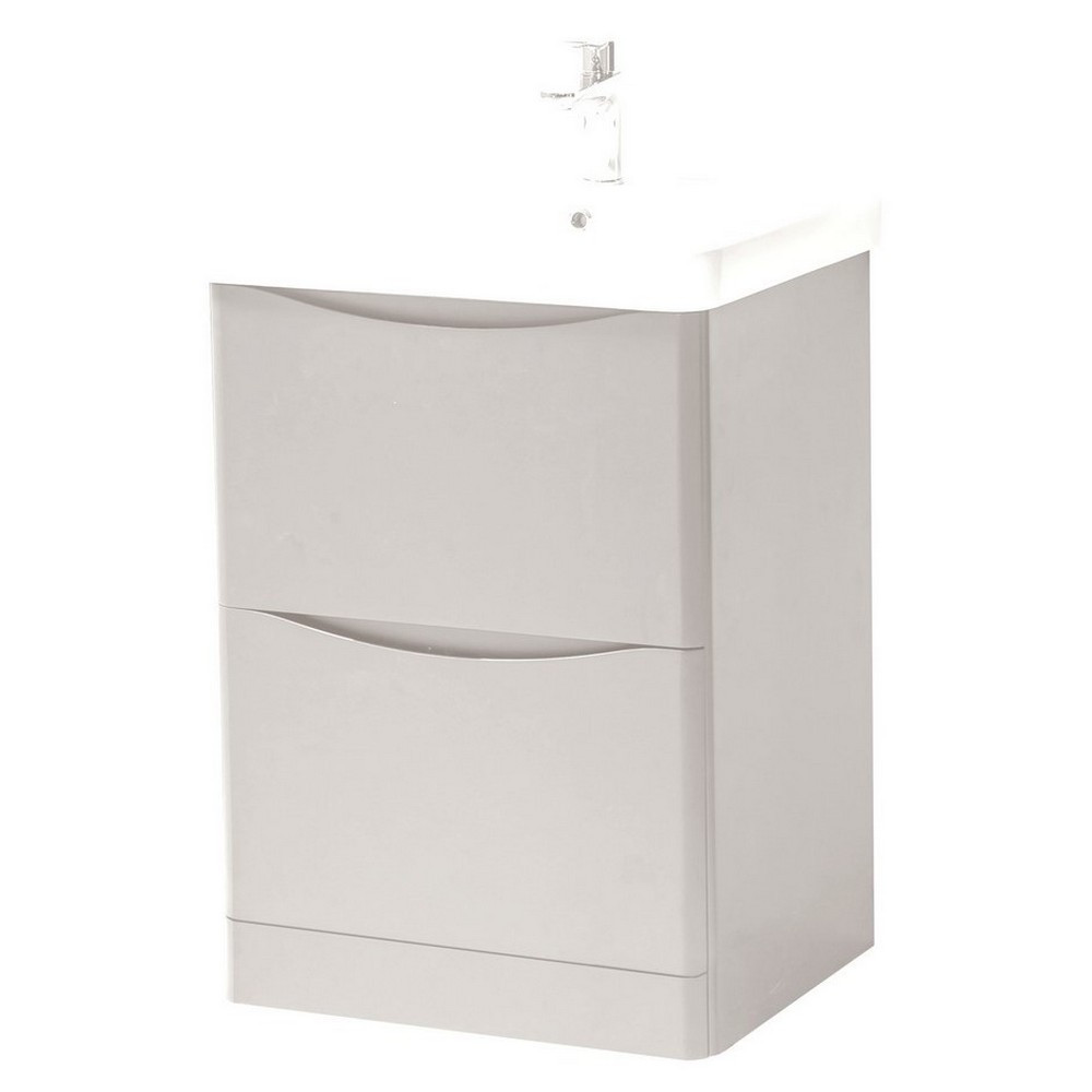 Kartell Arc 600mm Floor Standing Two Drawer Unit and Ceramic Basin Cashmere (1)