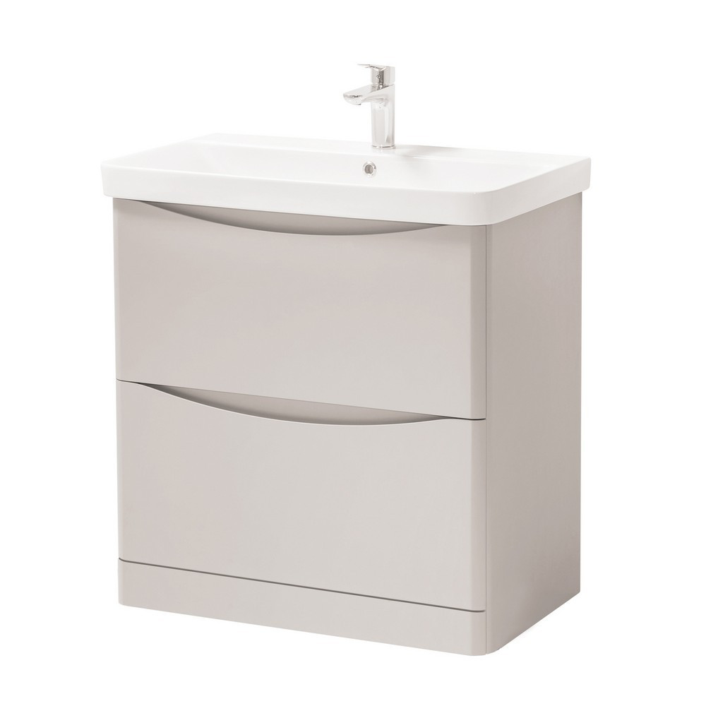 Kartell Arc 800mm Floor Standing Two Drawer Unit and Ceramic Basin Cashmere (1)