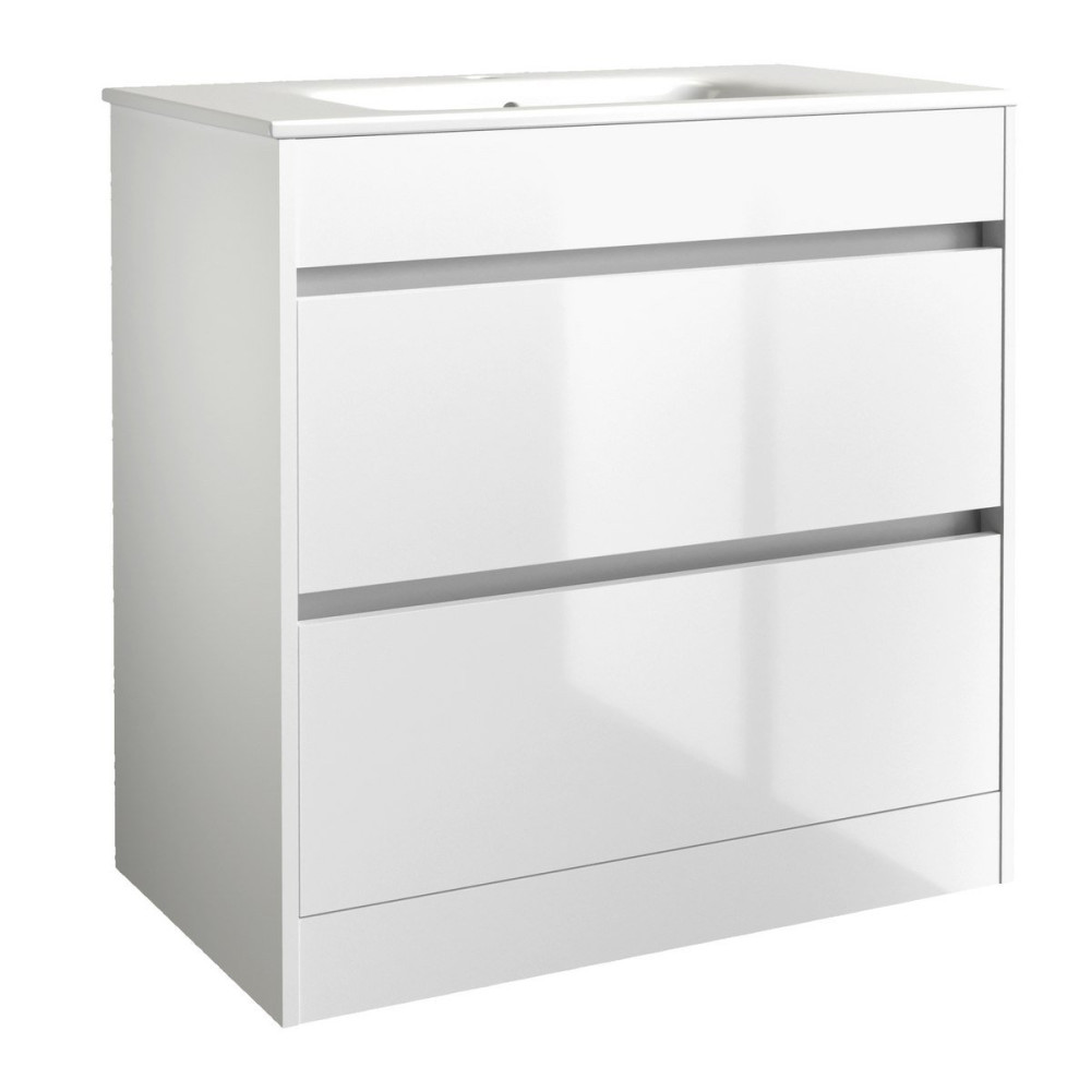 Kartell City 800mm Floor Standing Vanity Unit in White with Ceramic Basin