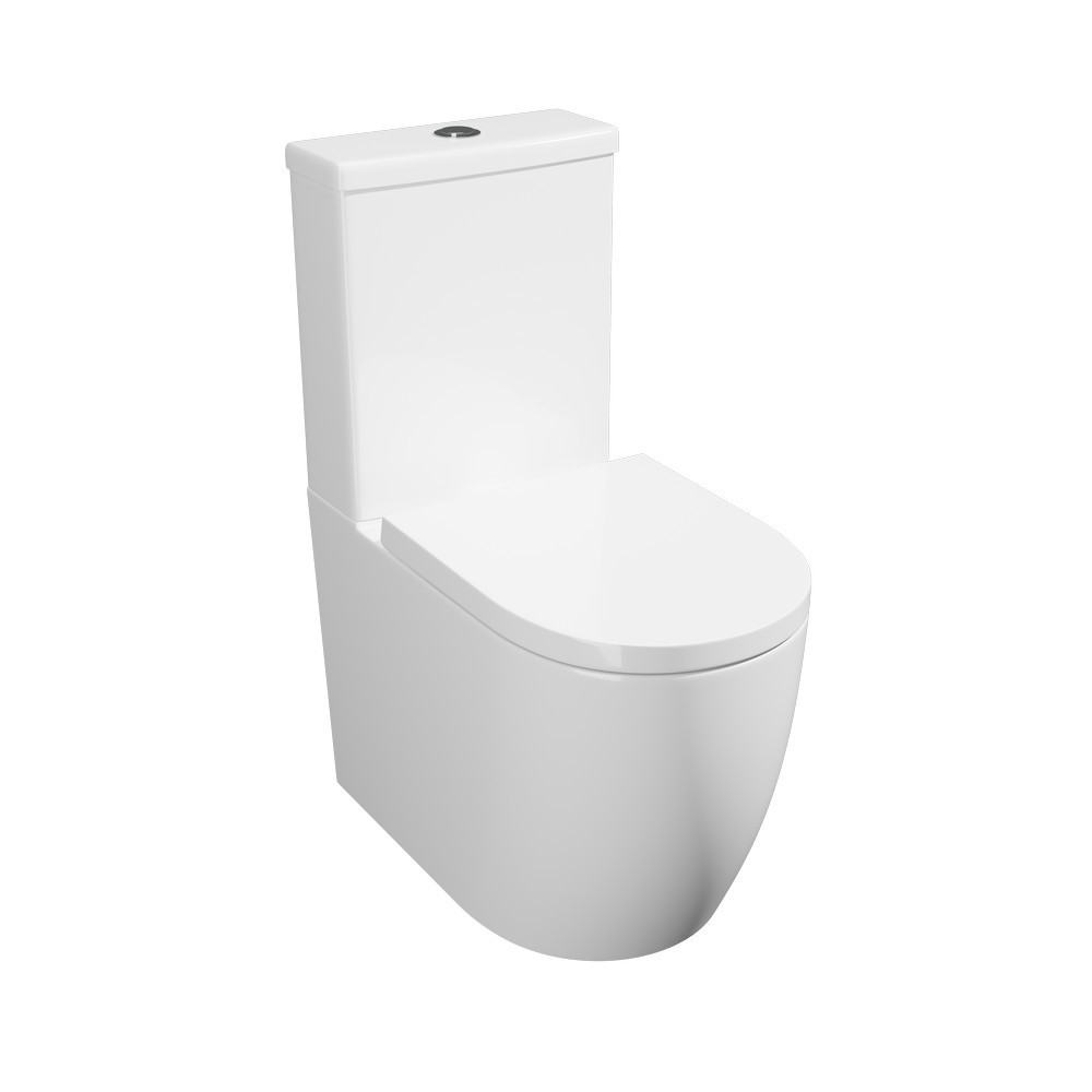 Kartell Genoa Rounded Close to Wall Rimless WC Pan with Seat and Cistern