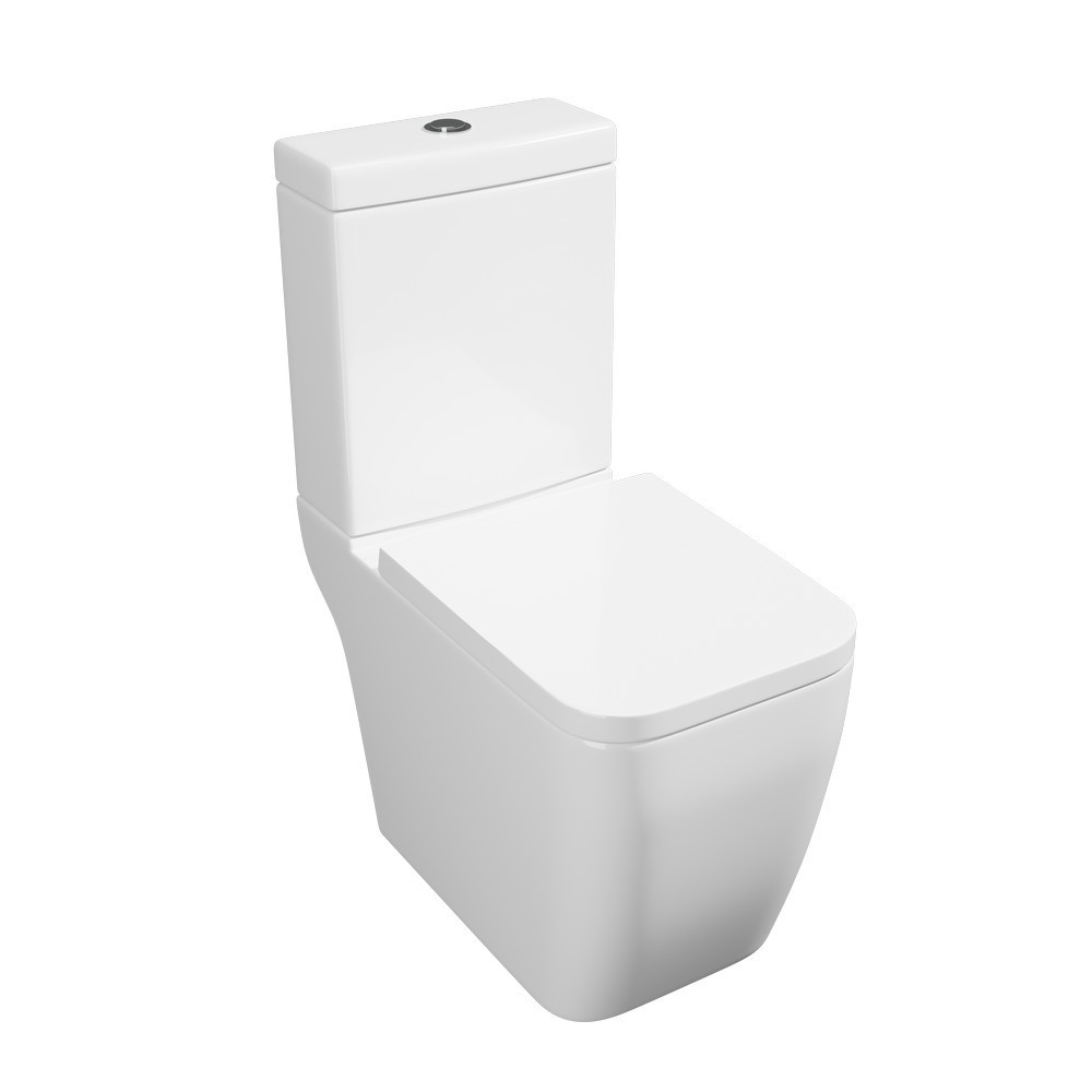 Kartell Genoa Squared Rimless Close Coupled WC Pan with Seat and Cistern (1)