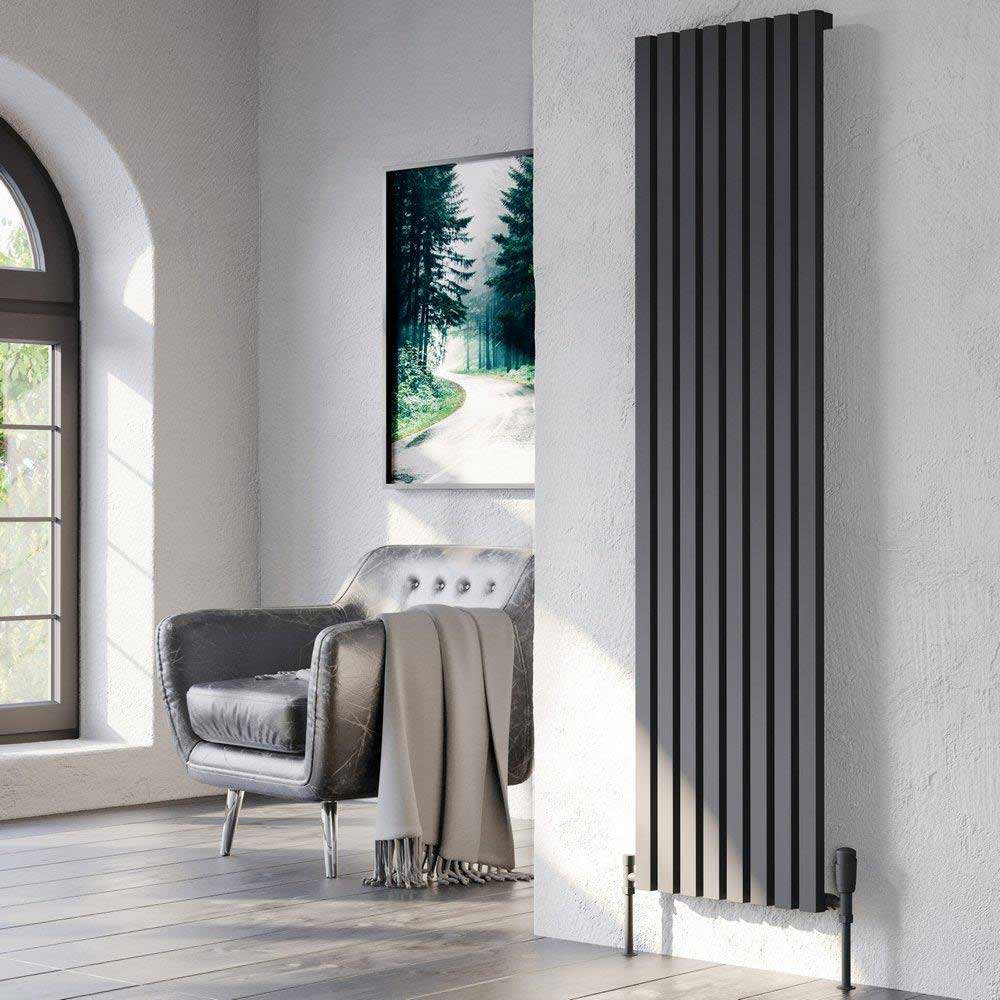 Kartell Hamilton 1775 x 463mm Black Vertical Double Panel Radiator