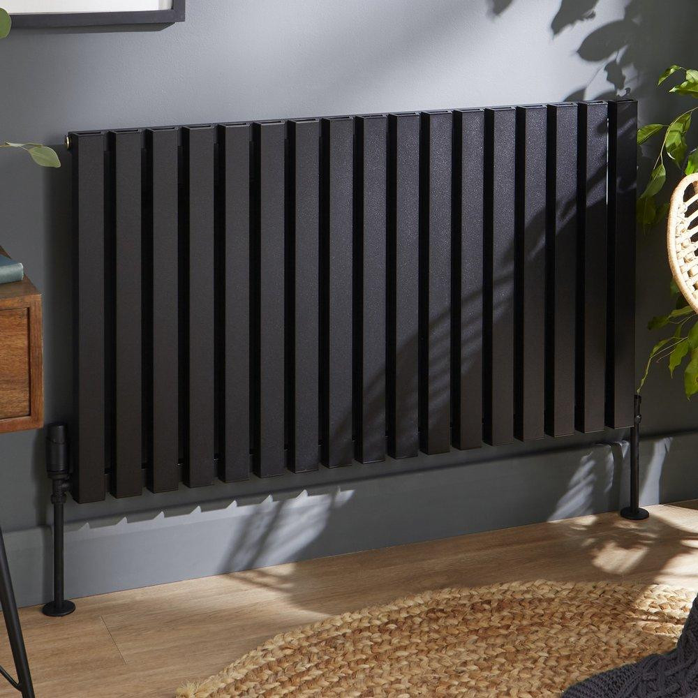 Kartell Hamilton 575 x 817mm Black Horizontal Double Panel Radiator