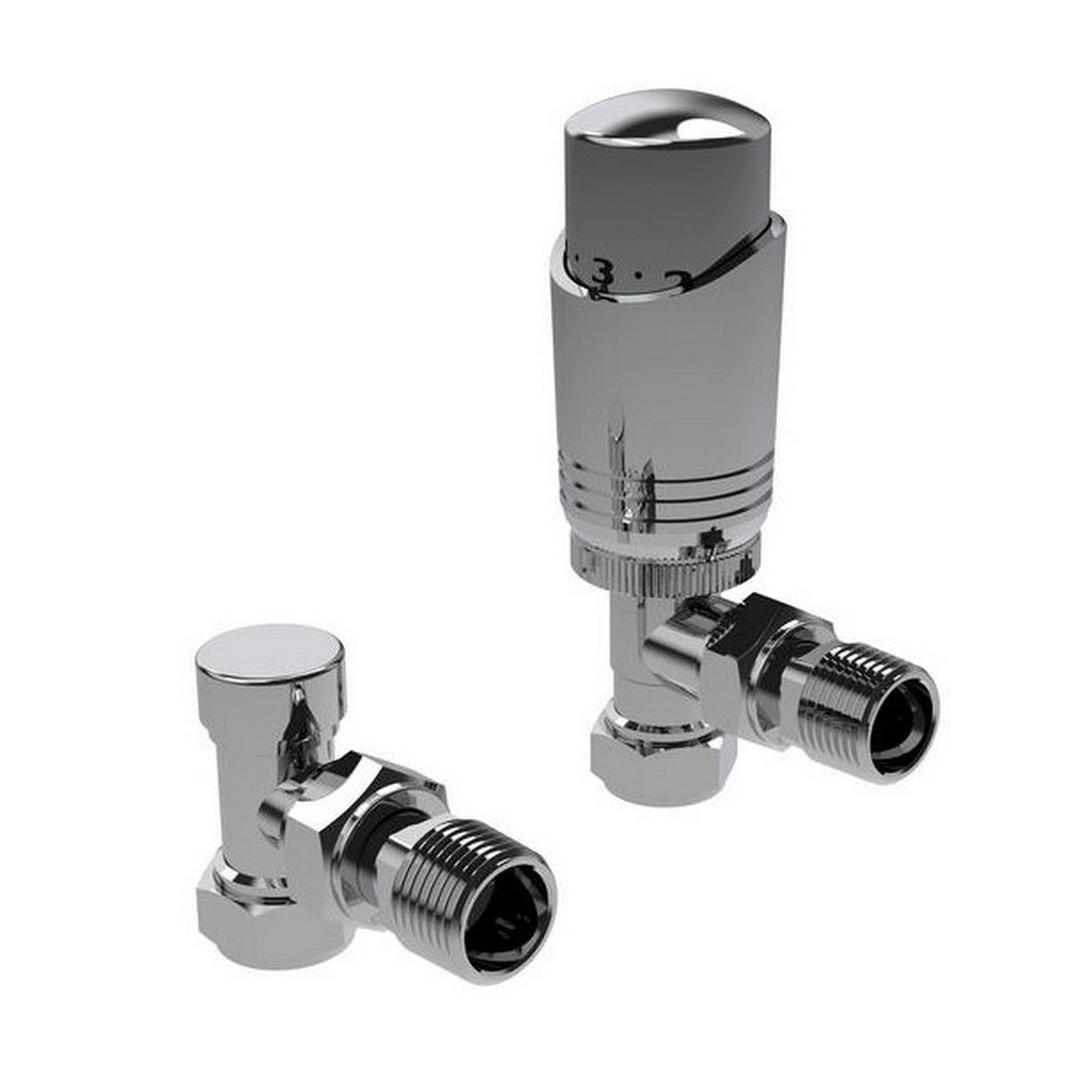 Kartell K-Design Chrome Angled Thermostatic Radiator Valves Twin Pack