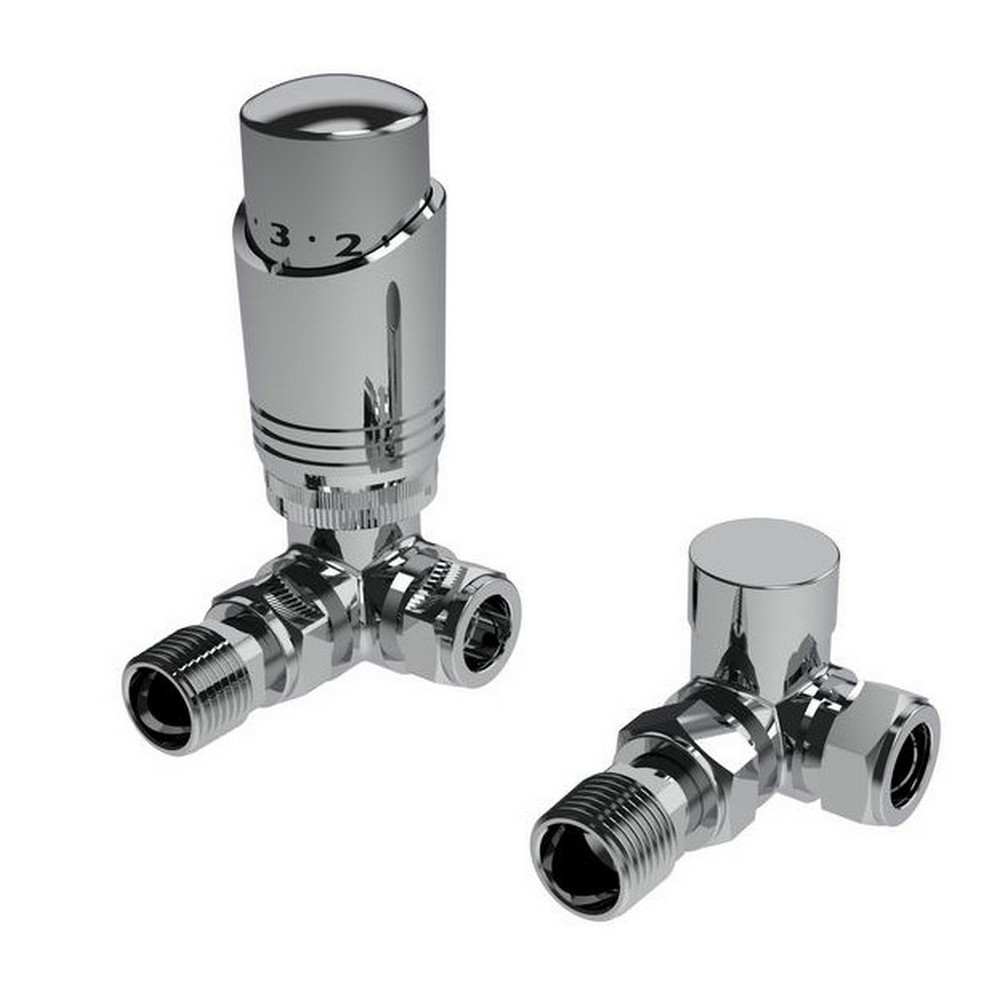 Kartell K-Design Chrome Corner Thermostatic Radiator Valves Twin Pack