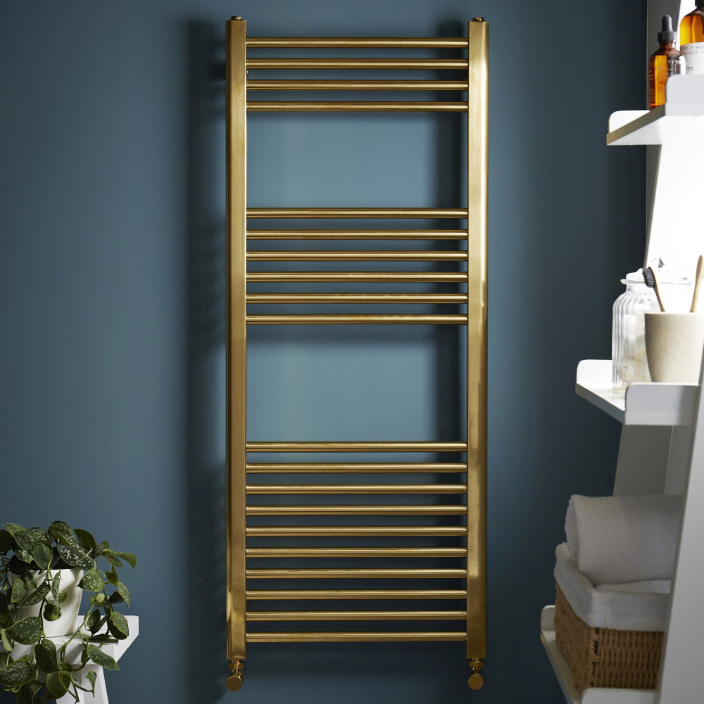 Kartell K Rail 800 x 500mm Brushed Brass 22mm Heated Towel Rail