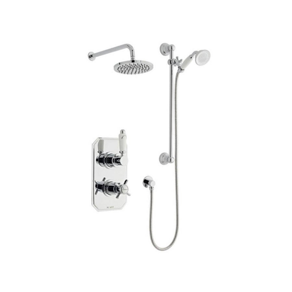 Kartell Klassique Thermostatic Concealed Shower with Adjustable Slide Rail Kit & overhead Drencher