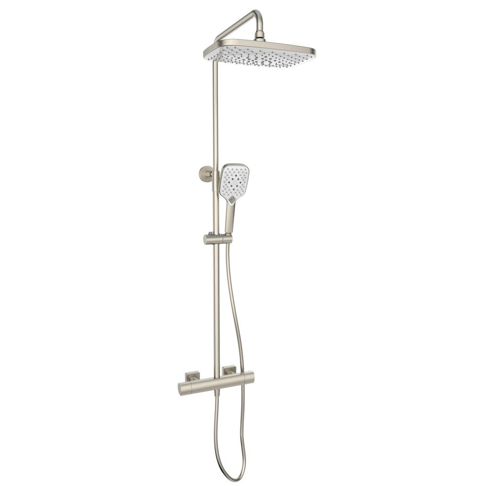 Kartell Kolt Brushed Nickel Bar Shower with Drencher and Handset