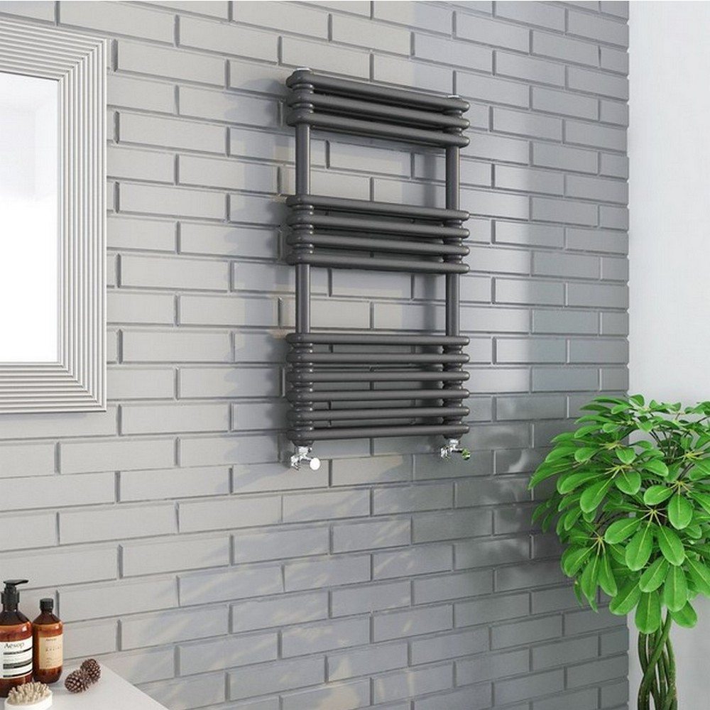Kartell Kolumn Dual Column Anthracite 832 x 500mm Towel Rail (1)
