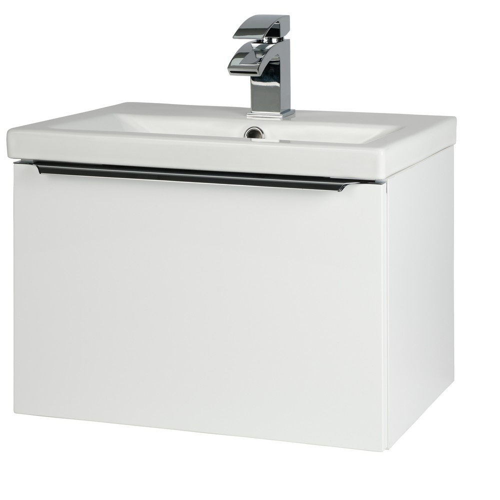 Kartell Kore 500mm Wall Mounted Drawer Unit and Ceramic Basin Gloss White (1)