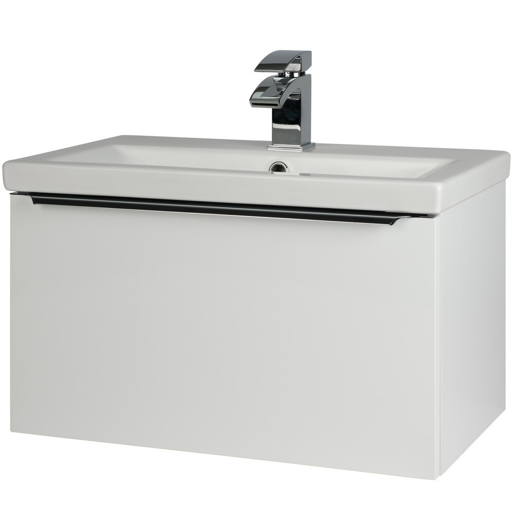 Kartell Kore 600mm Wall Mounted Drawer Unit and Ceramic Basin Gloss White (1)