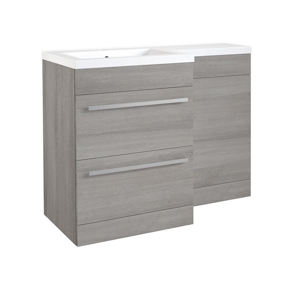 Kartell Matrix 1100mm Silver Oak L Shaped Left Hand Furniture Pack with Drawers