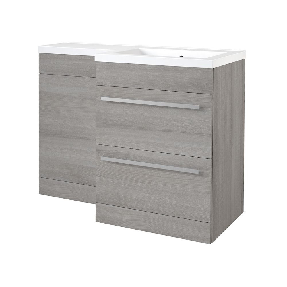 Kartell Matrix 1100mm Silver Oak L Shaped Right Hand Furniture Pack with Drawers