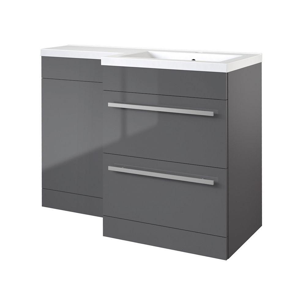 Kartell Matrix 2 Drawer L Shaped Furniture Pack 1100mm Grey Gloss RH