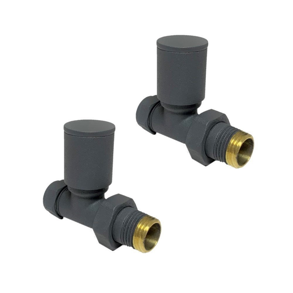 Kartell Modern 15mm Straight Radiator Valves Anthracite (Pair)