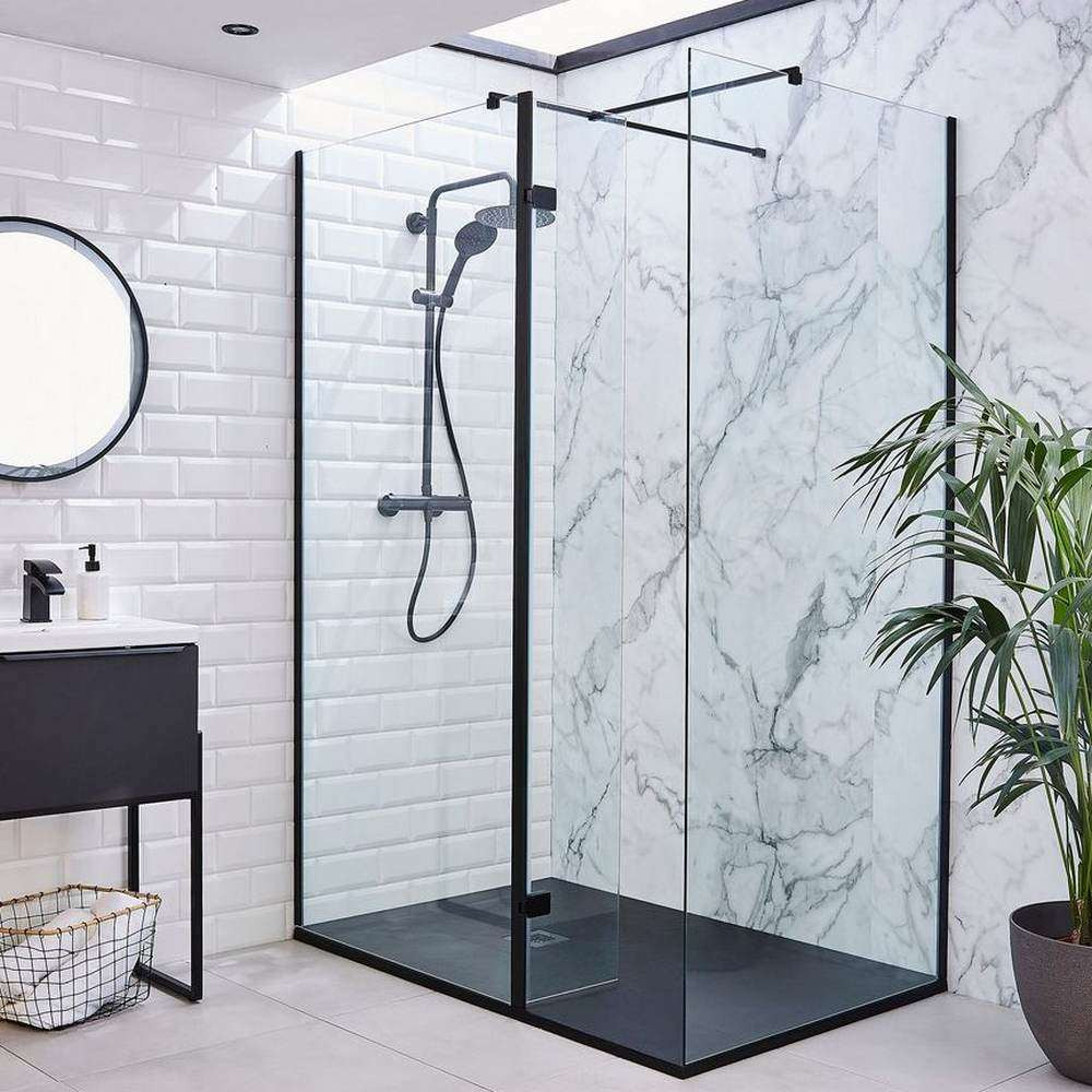 Kartell Nero 1000mm Black Wetroom Screen