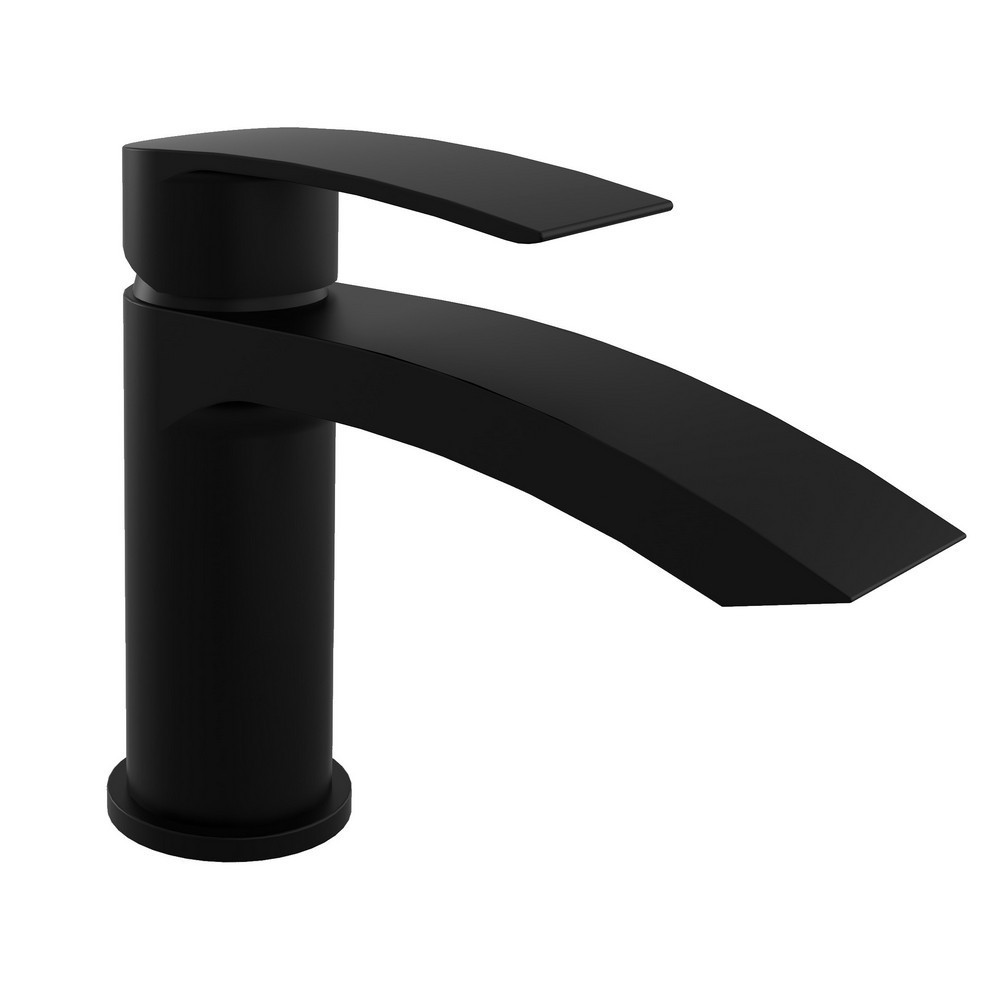 Kartell Nero Curve Mini Mono Basin Mixer with Click Waste