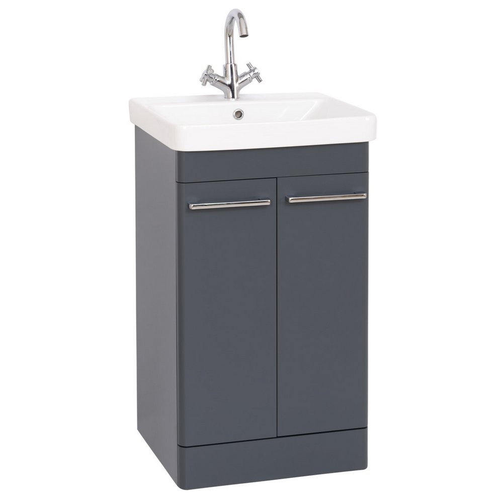 Kartell Options 24 500mm Matt Cool Grey Floorstanding Vanity Unit with Doors