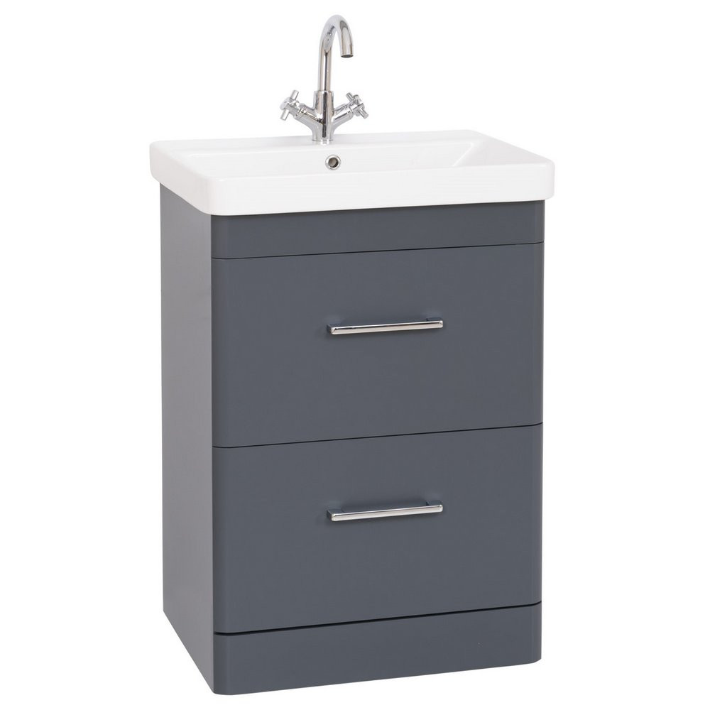 Kartell Options 24 600mm Matt Cool Grey Floorstanding Vanity Unit with Drawers