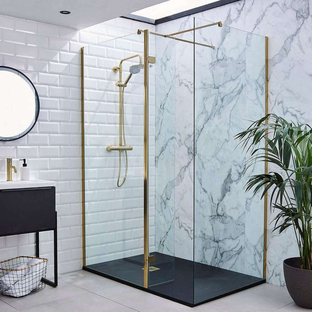 Kartell Ottone 1100mm Brushed Brass Wetroom Screen