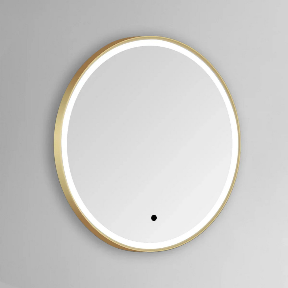 Kartell Ottone Round 600mm LED Brushed Brass Bathroom Mirror