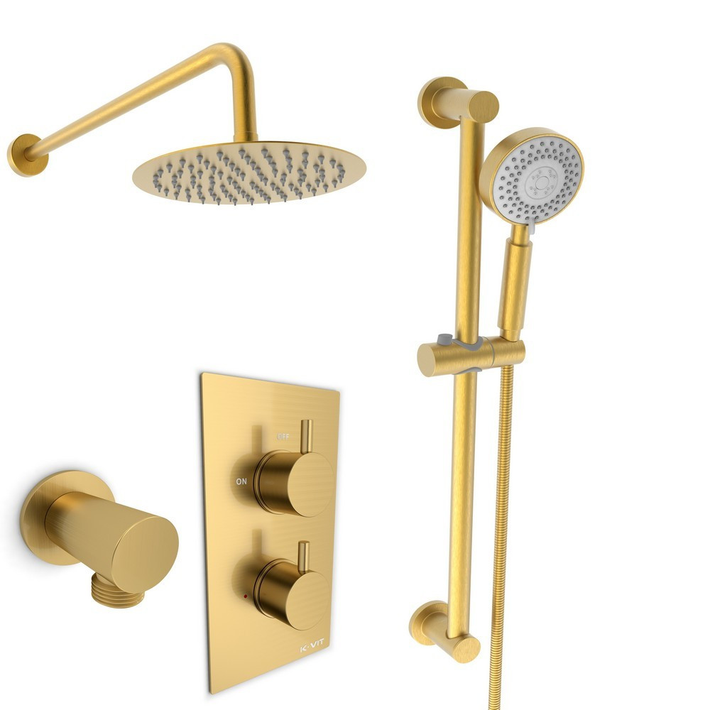 Kartell Ottone Thermostatic Concealed Shower With Adjustable Slide Rail Kit and Overhead Drencher (1)