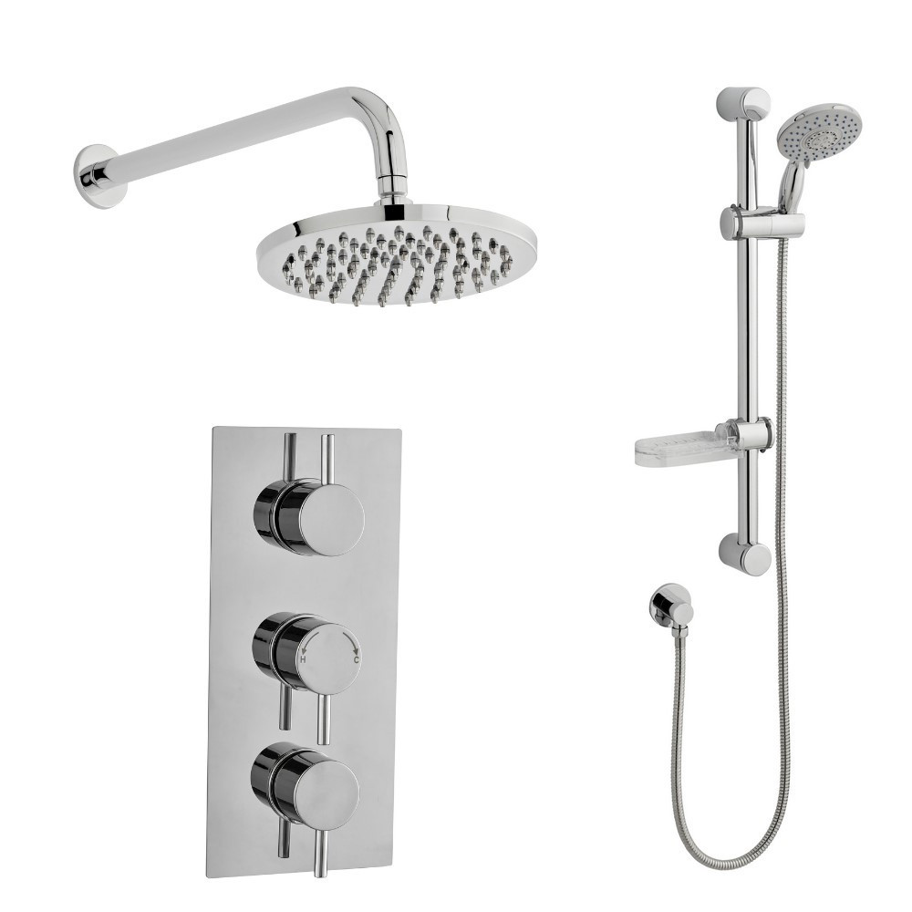 Kartell Plan Triple Thermostatic Concealed Shower With Drencher and Slide Rail Kit (1)