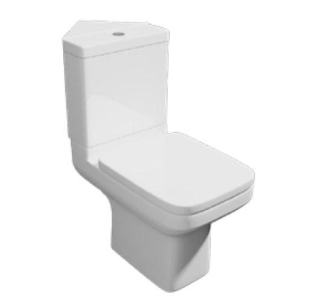 Kartell Pure Close Coupled Corner Toilet Pan, Cistern & Soft Close Seat