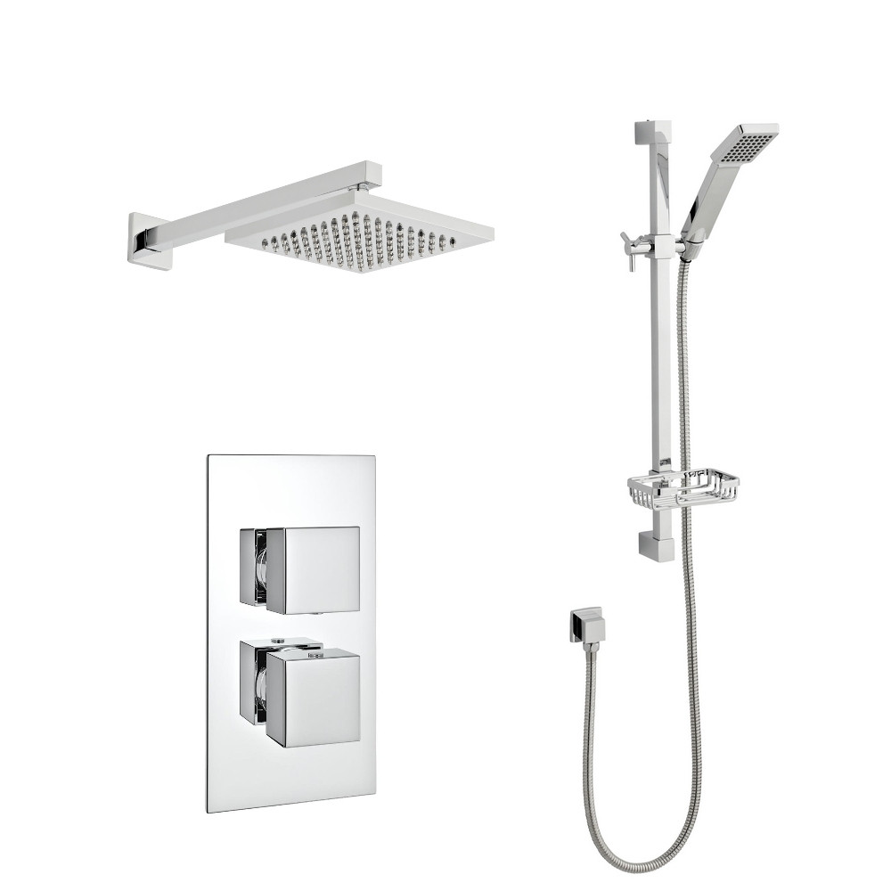 Kartell Pure Thermostatic Concealed Shower with Adjustable Slide Rail Kit & overhead Drencher (1)