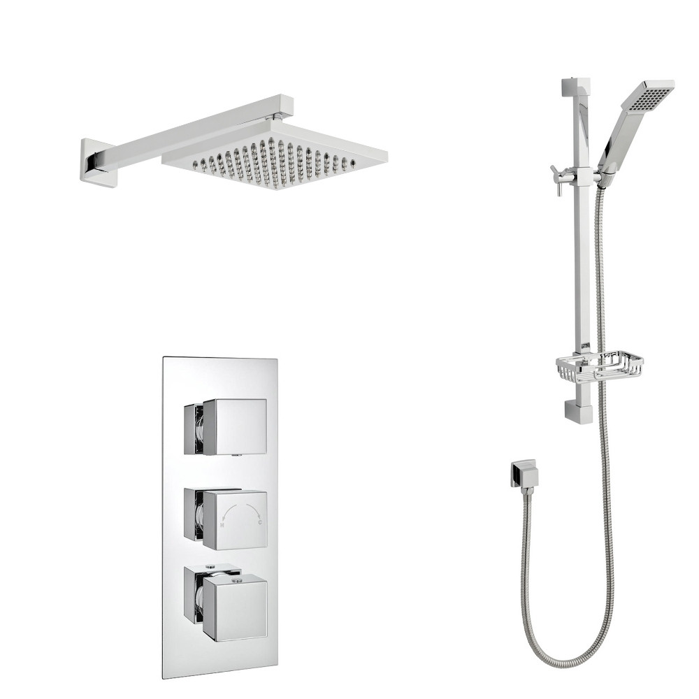 Kartell Pure Thermostatic Triple Concealed Valve with Slide Rail Kit and Drencher (1)