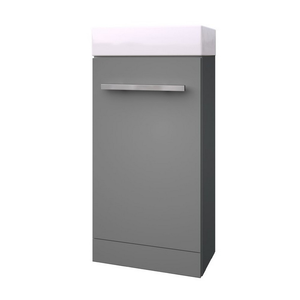 Kartell Purity 410mm Cloakroom Unit & Basin - Storm Grey Gloss