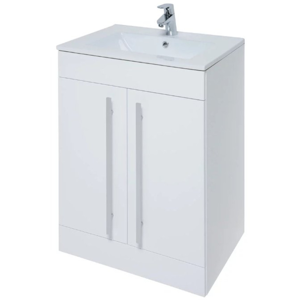 Kartell Purity 600mm Floor Standing 2-Door Unit & Ceramic Basin - White